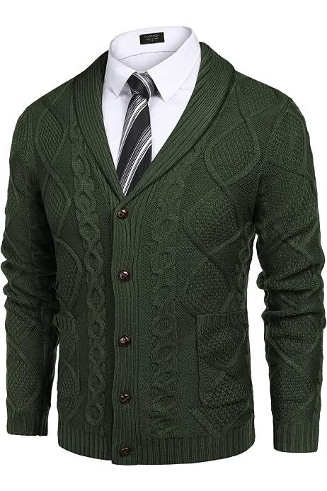 Hestenve Mens Stylish Cable Knitted 
