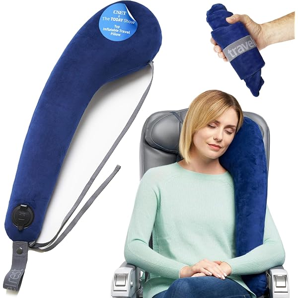 Sleepy Ride Airplane Footrest - Memory Foam Travel Pillow For Leg Support, Reduces Swelling & Back Pain (Royal Blue)