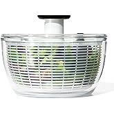 OXO Good Grips Large Salad Spinner - 6.22 Qt., White | Spin-dry Lettuce, Herbs, Fruit, Vegetables, Non-Slip Base, Large Capac