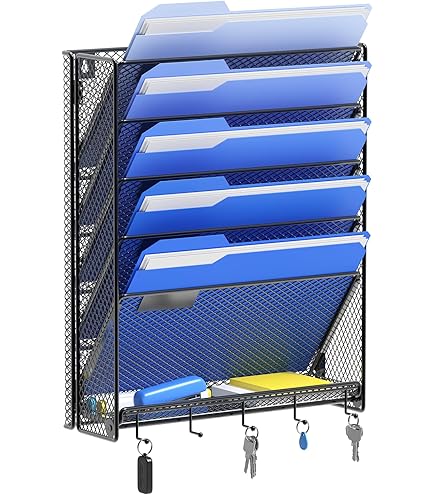 EasyPAG Desk File Organizer Heavy Duty Metal Wall Mount File Holder 5