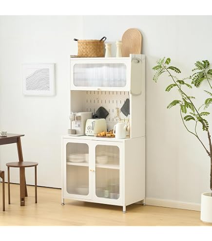 Amazon｜JvFun 食器棚 キッチンボード キッチンカウンター ガラス扉