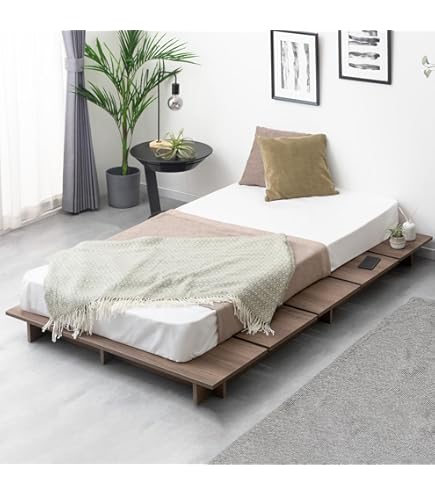 Amazon｜クイーン ベッドフレーム 幅160cm ステージベッド ロータイプ