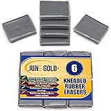 June Gold 練りゴム消しゴム グレー 6パック - ブレンド、シェード、滑らか、修正、あなたのスケッチや図面を明るく