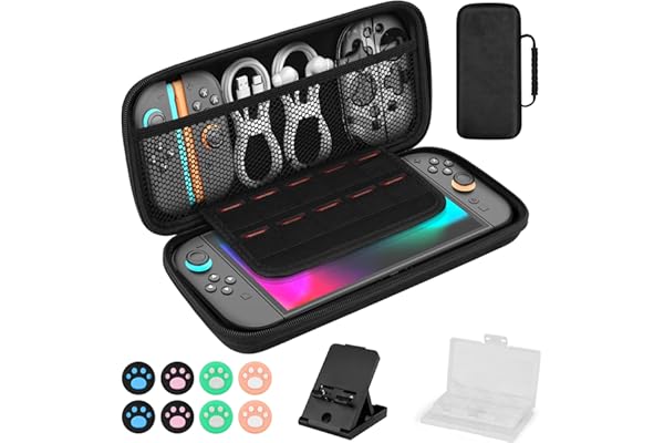 【令和7年新登場】switch 2 ケース 防塵 防水 防振 EVAハードシェル 兼容switch/Switch有機ELモデル対応 収納バッグ 保護 大容量 10ゲームカードスロット 旅行には必須 ブラック