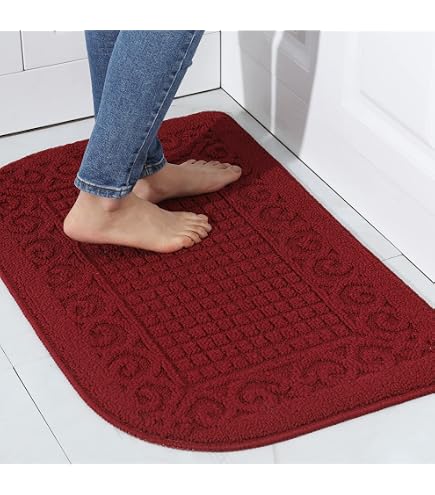 Echaprey Zerbino Antiscivolo Semilunato 40x63 Cm - Tappeto Ingresso Interno/Esterno In Polipropilene, Lavabile, Colore Rosso