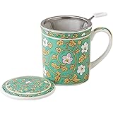 ヴィクトリー マグカップ ギフト 箱入り フタ付フリーマグ（緑彩唐草） 375795