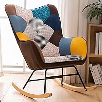 パッチワークロッキングチェア Amazon｜HomVent モダン カラフル 抽象 モダン パッチワーク