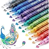 Ohuhu マーカーペン 12色 セット メタリックペン 水性ペン カラーペン 細い先端 ために 大人 自分で作る 工芸 挨拶 バースデーカード ポスターアルバムを作る スクラップブッキングマグ 木
