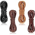 Saintrygo 8yd Braided Leather Cord Antique Genuine Leather Strap Folded Bolo Tie Cord Rope Lace for Necklace Bracelet Pendent