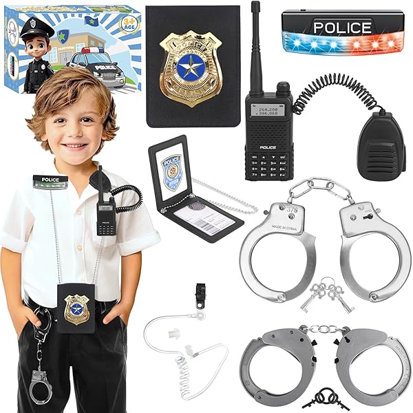 thumbnail image 2 of Buy Spooktacular Creations Kids Police Pretend Play Toy Set, Police Costume Accessories With 2 of 11