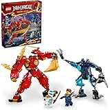 LEGO NINJAGO Kai’s Elemental Fire Mech Action Figure, Mini Ninja Toy for Kids with Customizable Red Ninja Figure Plus Kai and