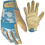 DIGZ Gardener High Performance Women's Gardening Gloves and Work Gloves with Touch Screen Compatible Fingertips, Blue Leaves 