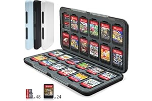 Switch 2 ゲームカードケース 24枚スイッチカード＆Micro SD48枚収納可能 マグネット式開閉 ハードシェル 整然収納 耐衝撃 傷防止 ホコリ防止 持ち運び便利（Black）