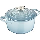 ル・クルーゼ(Le Creuset) 鋳物 ホーロー 鍋 ココット・ロンド ベアー ツマミ 14 cm コースタルブルー ガス IH オーブン 対応 【日本正規販売品】