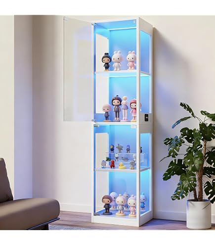 Amazon.co.jp: LEDガラスキャビネット コレクションケース 引き出し