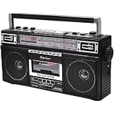 東京Deco ポータブル ラジカセ 80年代スタイル 録音付き ステレオ 3バンドイコライザー搭載 カセットテープ FM/AMラジオ付き USB/SD 乾電池/AC電源 マイク内臓 録音機能付き ダブルスピーカー レトロ テーププレーヤー カセットテ