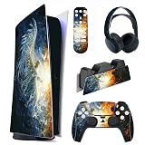 PlayVital ps5コンソール本体（デジタルバージョン）に対応用ステッカーシール、ps5コントローラー＆充電ステーション＆ヘッドセット＆リモコンに対応するステッカービニールシール【衝突】