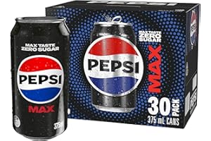 Pepsi Max Zero Sugar Cola Soft Drink, 30 x 375ml