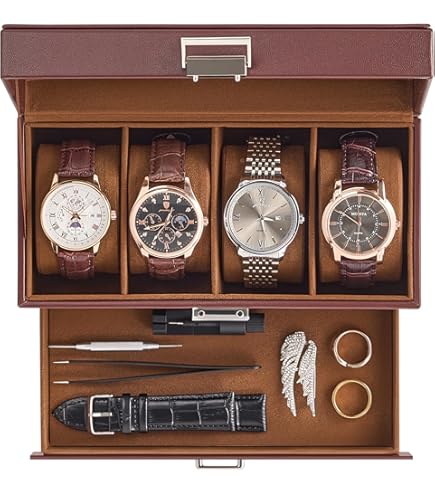 Amazon.co.jp: Krasada 木製腕時計 ケース 4本 時計ケース 高級 腕時計