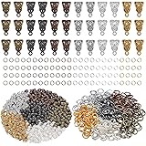 Jeyiour 300 Pieces Jewelry Bail Beads Charms with 300 Jump Rings Bails for Jewelry Making Beads Bails Connector Bail Tube Bea