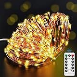 LEDイルミネーションライト ジュエリーライト リモコン付き 8モード 電池式 ストリングスライト 点滅/点灯/タイマー機能 防水防塵仕様 屋外/屋内/室内/ガーデンライト 正月/クリスマス用ライト 飾り デコレーション ハロウィン装飾 ロープライト