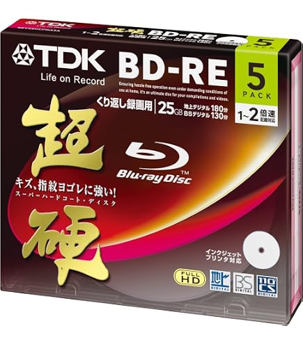 Amazon.co.jp: TDK 録画用ブルーレイディスク BD-RE 25GB 1-2倍速 5色