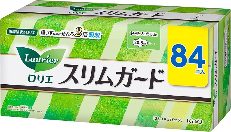ロリエ 【まとめ買い】 スリムガード 多い昼~ふつうの日用羽つき 20.5cm 84個入 【Amazon.co.jp限定】