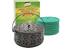 Mosquito Coil Holder and 24 Citronella Incense coils, Portable Mosquito Coil Burner, Suitable for Indoor and Outdoor Camping