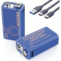 Amazon | ENEGON 9V充電式電池容量1350mAh（2個入り）＋2-in-1 Type-C