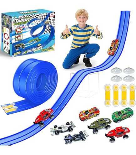 15 Ft Bendable Car Track With Suction Cups For Hot Wheels 15 Ft Flexible Race Car Track | Bendable Ramp Track For Hot Wheels & Diecast Cars | With Suction Cups Polly Pocket