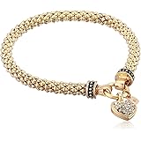 NINE WEST Women's Crystal Pave Heart Stretch Bracelet