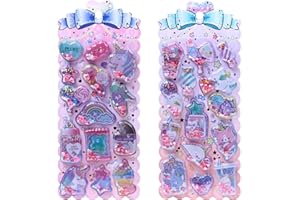 KRGNPLE ぷっくりシール 2 枚 デコレーションステッカー 揺れるステッカー クリエイティブ 3D 立体 かわいい キャラクター（C）