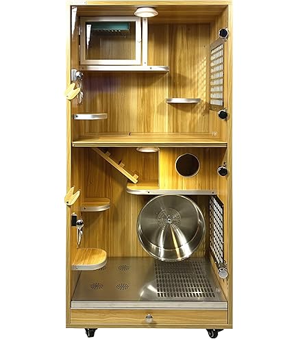 美品 小動物 木製 家具調ゲージ Amazon | Tufduzo 小動物 ケージ チンチラ ケージ 大型 無垢材の