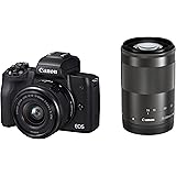 Canon ミラーレス一眼カメラ EOS Kiss M ダブルズームキット ブラック EOSKISSMBK-WZK