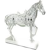 【ノーブランド品】 アンティーク ヨーロピアン風 美しい 装飾 シルバーの 馬の 置物 風水 縁起