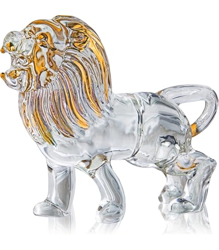 Amazon.co.jp: KRISININE ハンドメイド ガラス ライオン 置物
