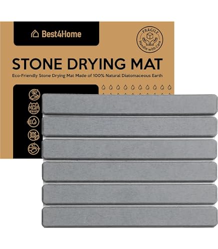 Stone Dish Drying Mat For Kitchen Counter, Quick Drying Diatomaceous Earth Stone Mat, UltraÂ