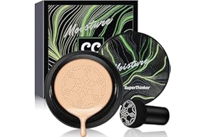 SuperThinker Air Cushion CC Cream Mushroom Head Foundation, Moisturizing BB Cream Makeup Long Lasting Matte Concealer (Natura