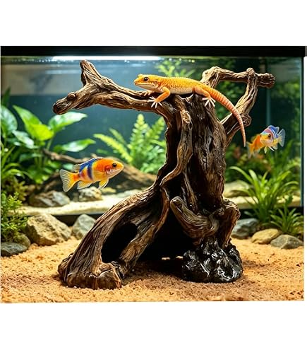 Amazon.co.jp: イモリ 水槽 テラリウム 爬虫類 装飾 登り木 飾り物 魚