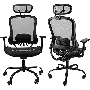 Komeneオフィスチェア メッシュ 人間工学椅子 s型背もたれ リクライニングチェア 腰サポート調整可能 高機能チェア…