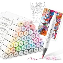 Amazon | Ohuhu マーカーペン 筆タイプ 48薄色 プロ愛用 パステル