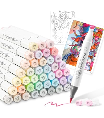 Amazon | Ohuhu マーカーペン 筆タイプ 24色 肌色系 プロ愛用 イラスト