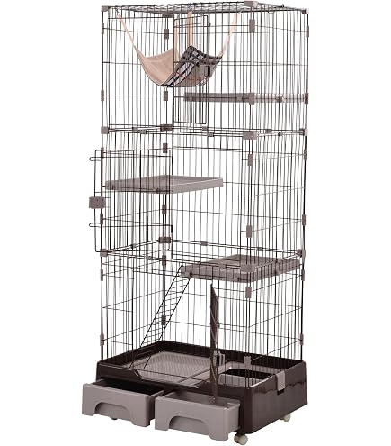Amazon.co.jp: コンパクトキャットケージ ダークグレー 2段