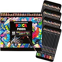Amazon | Posca 色鉛筆 ソフトコア アソートカラー 48本 - 丈夫 鮮やか