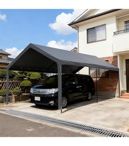Amazon.co.jp: ALL GUARD ガレージ テント 3x6m ドア付き カバー カーポート パイプ車庫 テントガレージ キャノピー  テント タープ 大型 車 駐車 倉庫 収納 物置 スチール (スタンダード) : DIY・工具・ガーデン