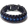 Paracord Survival Bracelet Black Thin Blue Line Police