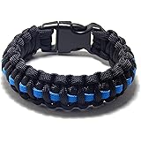 Paracord Survival Bracelet Black Thin Blue Line Police