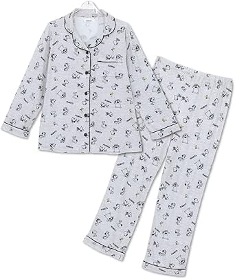 Amazon Peanuts ピーナッツ スヌーピー パジャマ レディース 上下セット パウダーストレッチ素材 肌触り抜群 前開き 長袖 長ズボン テーラー襟 ルームウェア 部屋着 Snoopy Mサイズ Lサイズ パジャマ ルームウェアセット 通販