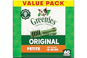 GREENIES Canine Dental Dog Treats Original Petite 60 Chews Value Pack 1.02Kg