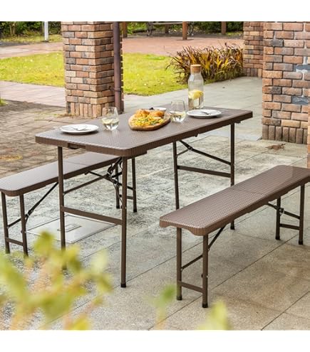 Amazon.co.jp: アイリスプラザ テーブル ベンチ セット アウトドア 幅